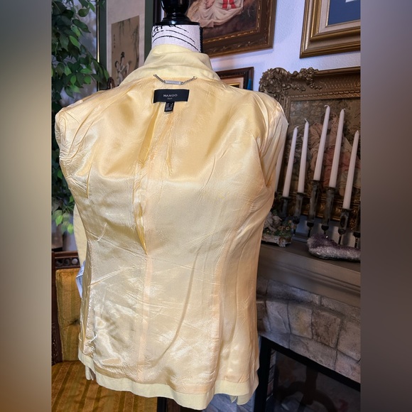 Mango Linen Blend Yellow Blazer Size XS - Picture 2 of 7
